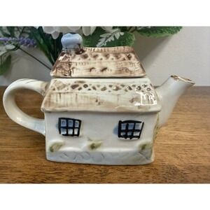 Vintage‎ Cottage House Teapot Ceramic Novelty Teaware Whimsical Cottagecore